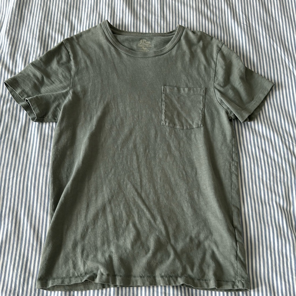 J Crew Garment-dyed slub cotton crewneck T-shirt (green)